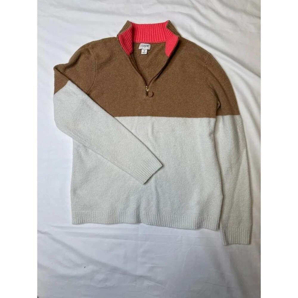 J. Crew Women’s sz small zip sweatshirt brown white pink